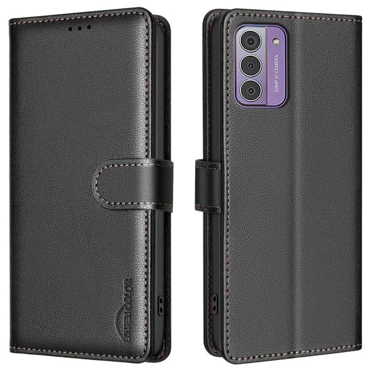 

COLOR BF32 For Nokia G42 / G310 Shockproof Phone Case Leather Stand Shell RFID Blocking Phone Cover - Black