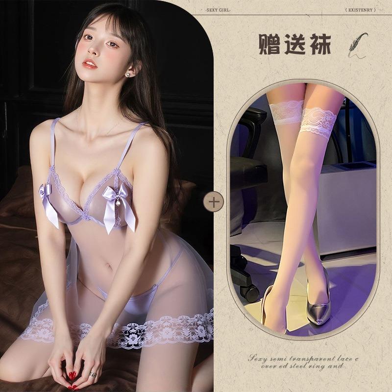 Bow Mesh Sexy Pajamas Small Breasts Pure Lust Lace Sweet New Girl Suspenders