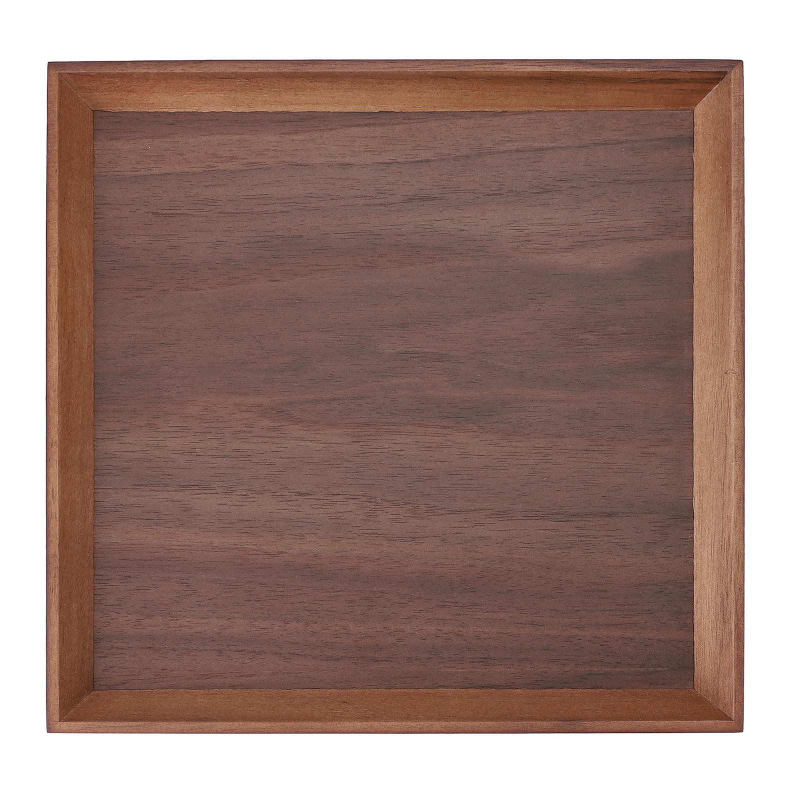 

Деревянный поднос для хранения с приподнятыми краями, декоративный многофункциональный деревянный сервировочный поднос, блюдо-поднос для еды 20x20cm / 7.9x7.9in