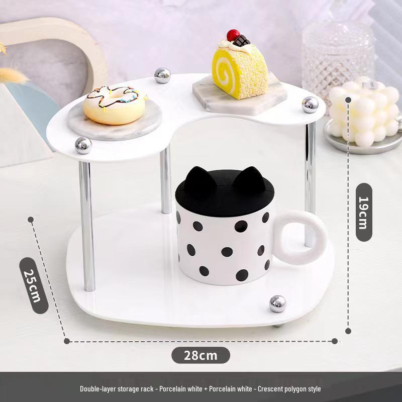 10-Piece White Dessert Display Stand Set: Wooden & Acrylic Tabletop Decoration