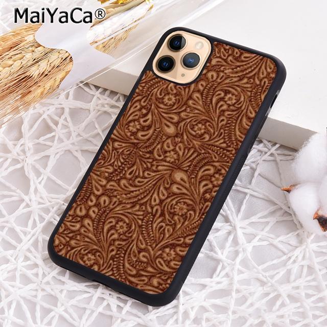 

MaiYaCa BROWN HAND TOOLED WESTERN Phone Case For iPhone 17 Air 16 15 plus 11 12 13 14 pro max shell coque iPhone 11pro max