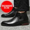 Fashion Men Chelsea Boots Genuine Leather Wedding Dress Shoes New Formal Business Ankle Boot Loafers 6CM Height Increasing Shoes
