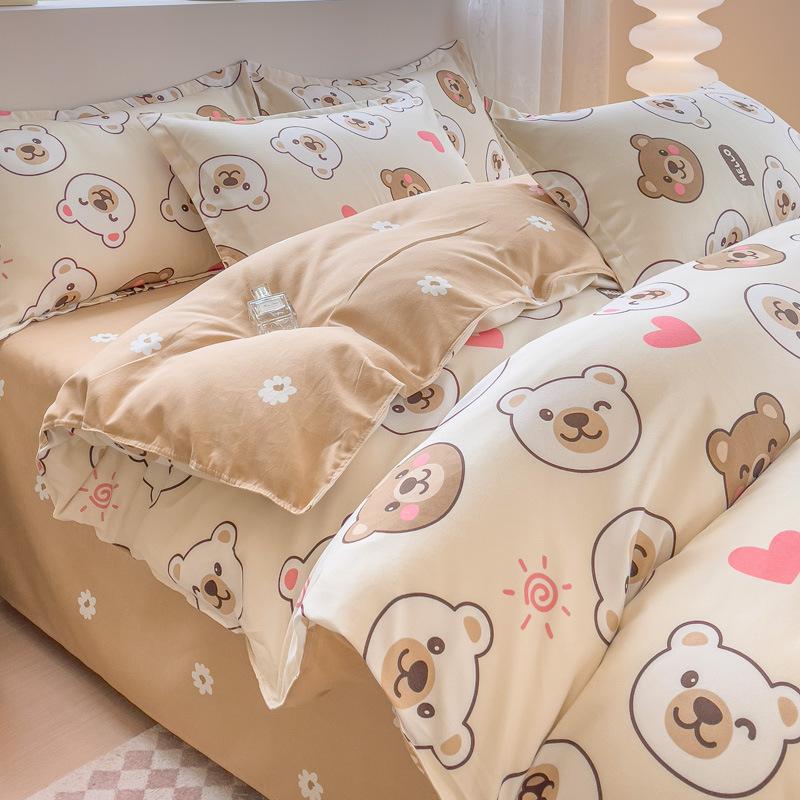 

Зимний комплект простыней из четырех предметов, небольшой свежий чистый хлопок с начесом, простыня, пододеяльник, общежитие, мультяшный подарок, оптовая продажа 2.0m four-piece set