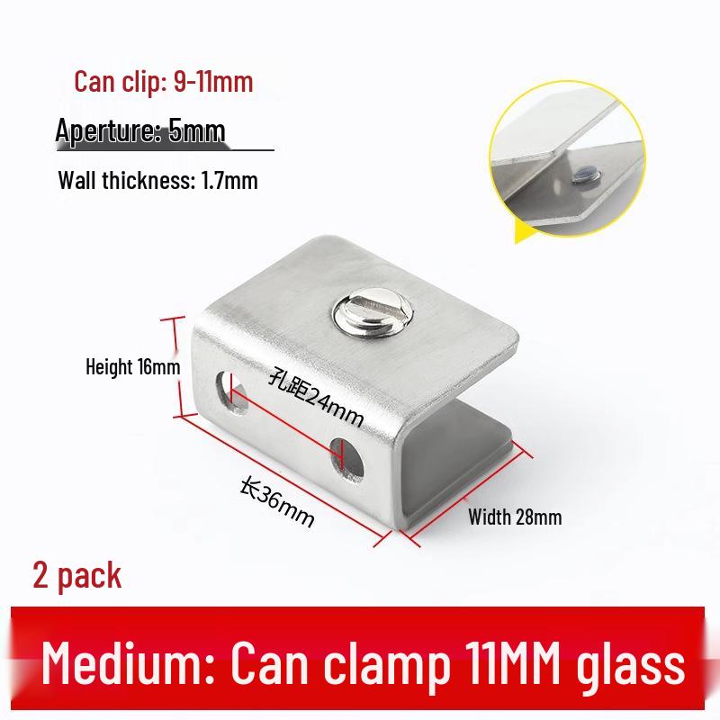 Nerezová skleněná svorka pro police a skříně