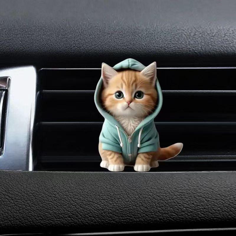 

Car Outlet Vent Perfume Clips 2D Cat Air Freshener Diffuser Conditioning Aromatherapy Perfume Clip Car Interior Decoration зелёный