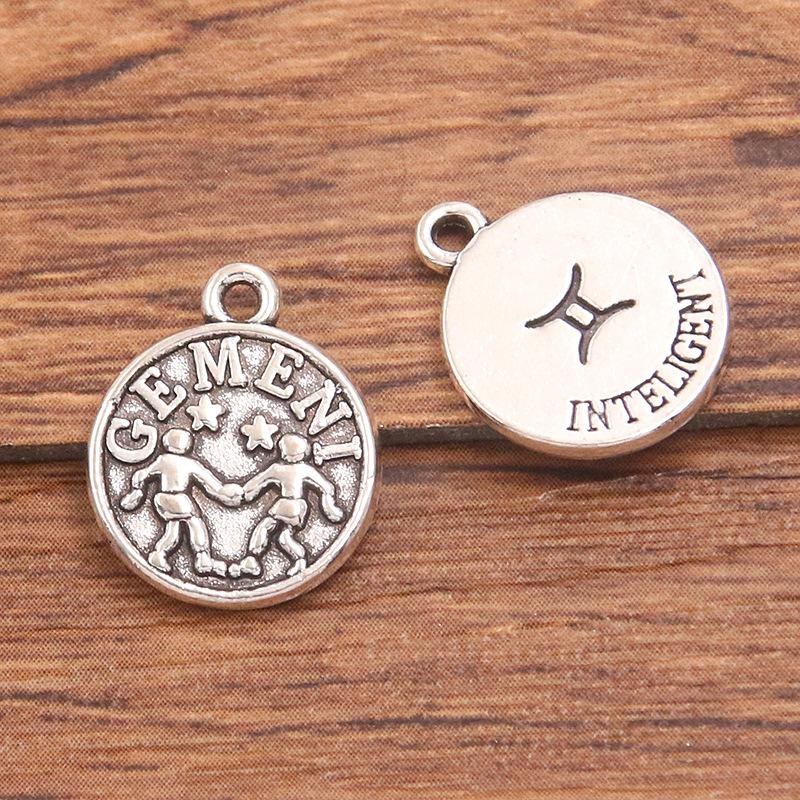 10 or 12pcs 12X15mm DIY retro alloy jewelry accessories 12 constellation pendant