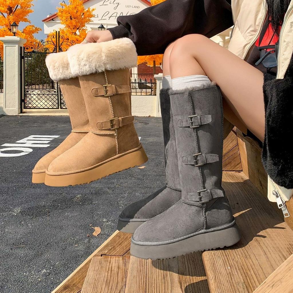 Women's thick-soled winter belt buckle lightweight warm anti-cold padded snow boots non-slip wear casual sneakers high cotton boots