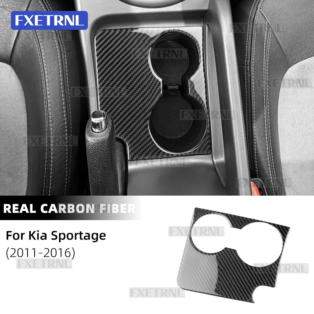 Echter Weicher Kohlefaser-Aufkleber für Kia Sportage 2011 2012-2016 LHD RHD Auto Innenraum Mittelkonsole Getränkehalter Panel Zubehör