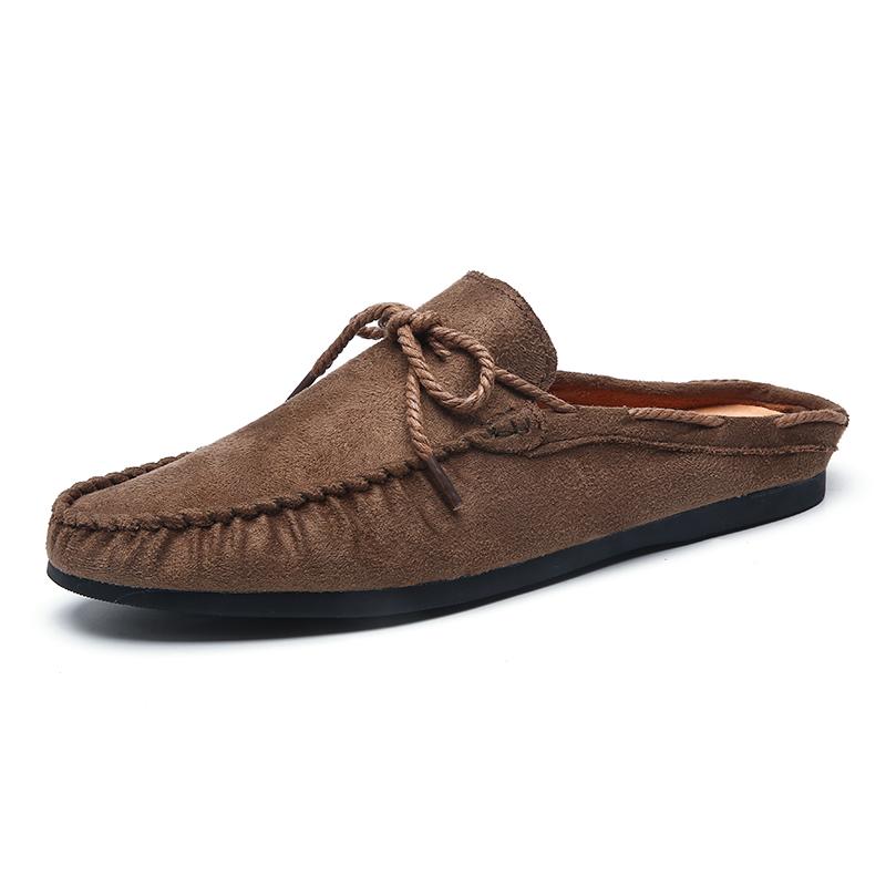 Fashion Summer Half Shoes For Men Dress Shoes Mules Man Slides Leather Casual Shoes Backless Loafers Slippers Flats Sandals 2025