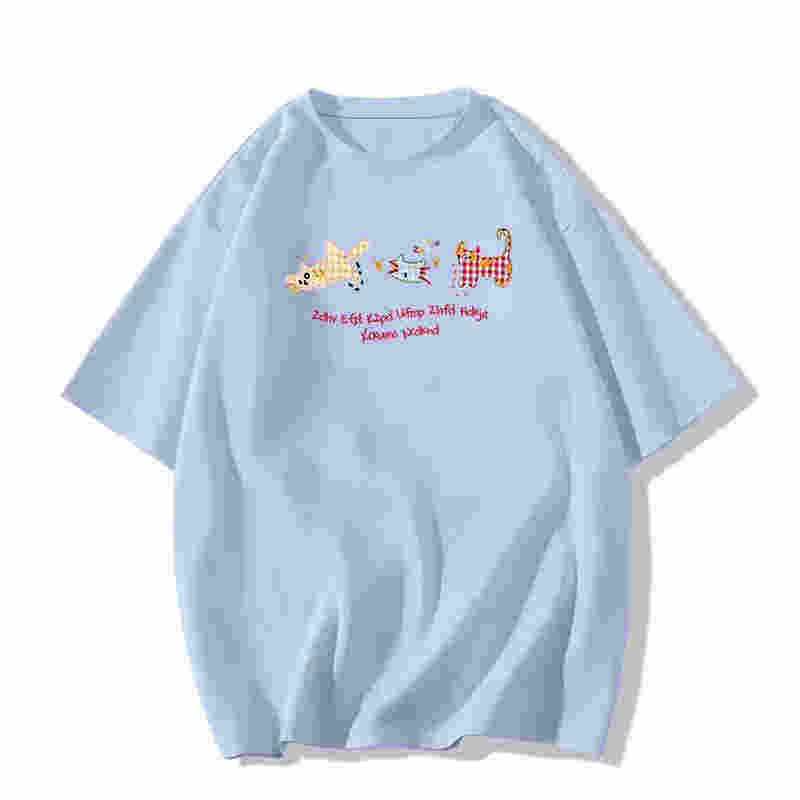 Summer Loose Casual Lovely Printing Cotton Tee Women Short Sleeve T-shirt Female Harajuku Vintage Top