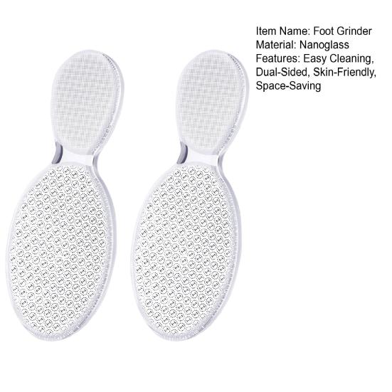 2 ks Nano skleněných pilníků na nohy Oboustranný pemzový kámen Odstraňovač ztvrdlé kůže na patách Tvarování nehtů