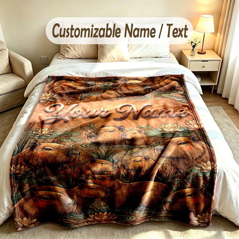 Adventure Travel Theme Custom Blanket Personalized Name & Text Customized Soft Warm Throw Blanket Home Decor