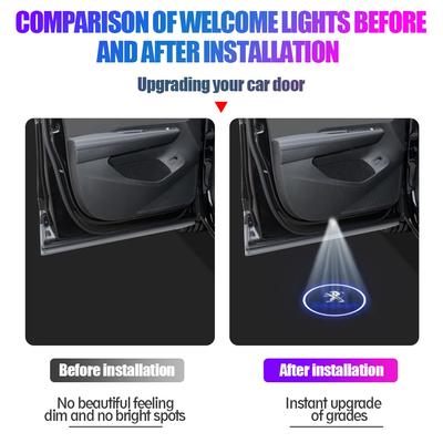 Car Sticker 2025 Hot For PEUGEOT 407 CRZ 508 2PCS HD Car Ghost Shadow Lamp Wireless Welcome Light Auto Door Logo Projector LED D
