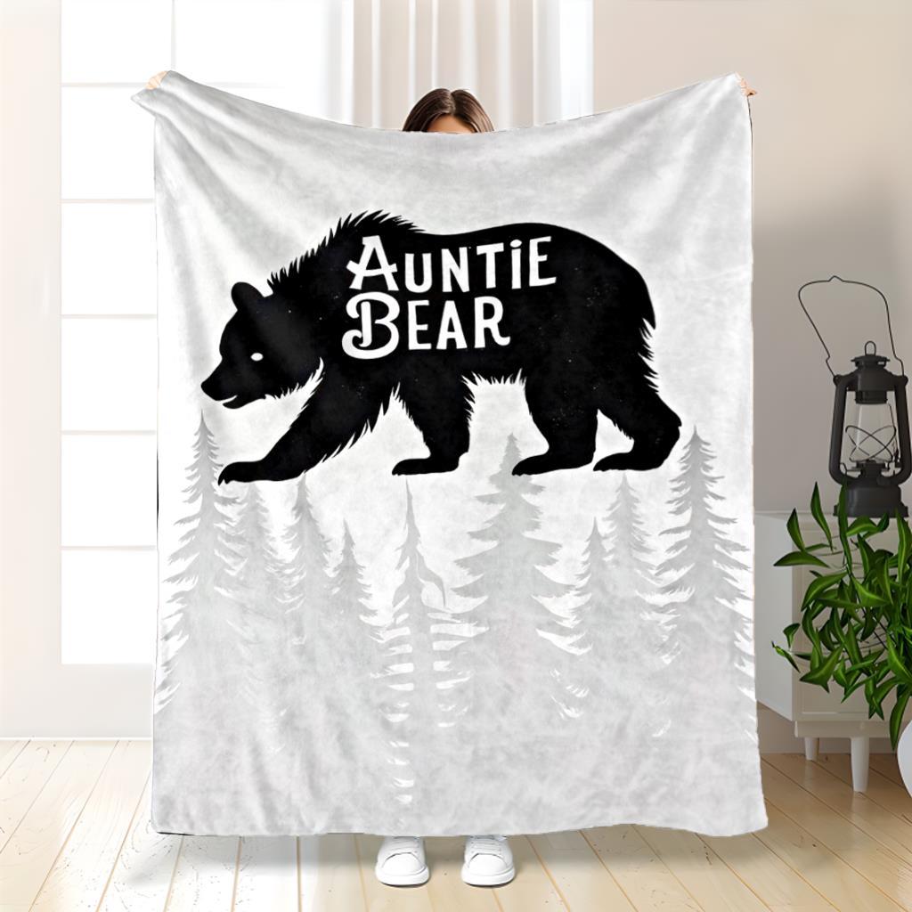 Auntie Bear Flannel Blanket - 280gsm Heavyweight All-Season Throw 70x100cm