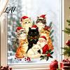 Christmas Window Clings Cat Static Cling Decal Waterproof PVC Festive Sticker Removable Decorations Easy Apply Decorative for Home Living