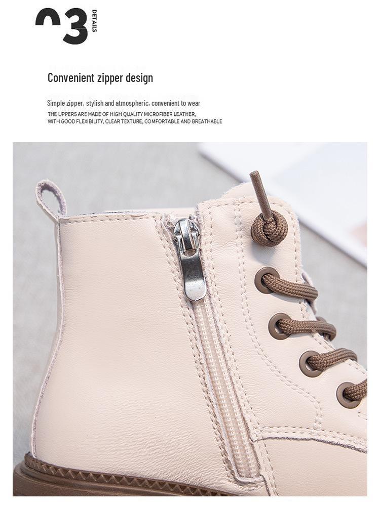 Autumn/Winter 2025 Girls' Leather British Style Non-slip Martin Boots for Kids - Princess Design