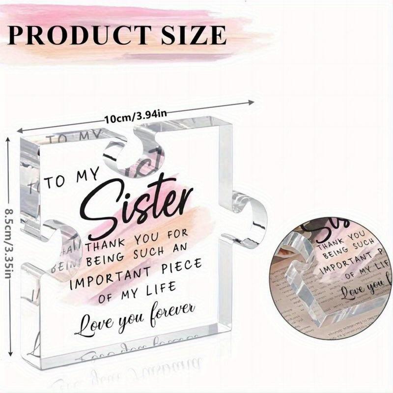 Sister Acrylic Puzzle Plaque. Unique desk decor gift for birthdays, Thanksgiving or Christmas.