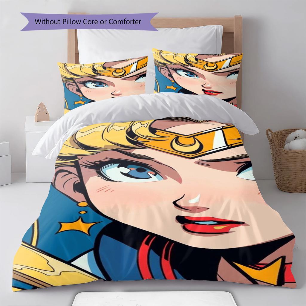 Sailor Moon Magical Glow Bedding Set Anime Duvet Cover Polyester Soft Comforter Bedroom Set -QJY