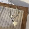 2 Pieces Dual-Layered Heart Pendant Necklace Chain Necklaces Beads Chokers Heart Chain Necklaces Party Jewelry for Girls