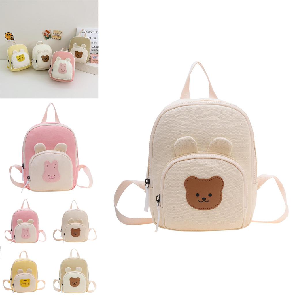 Kids Cartoon Canvas Backpack With Breathable Material For Kindergarten Boys And Girls