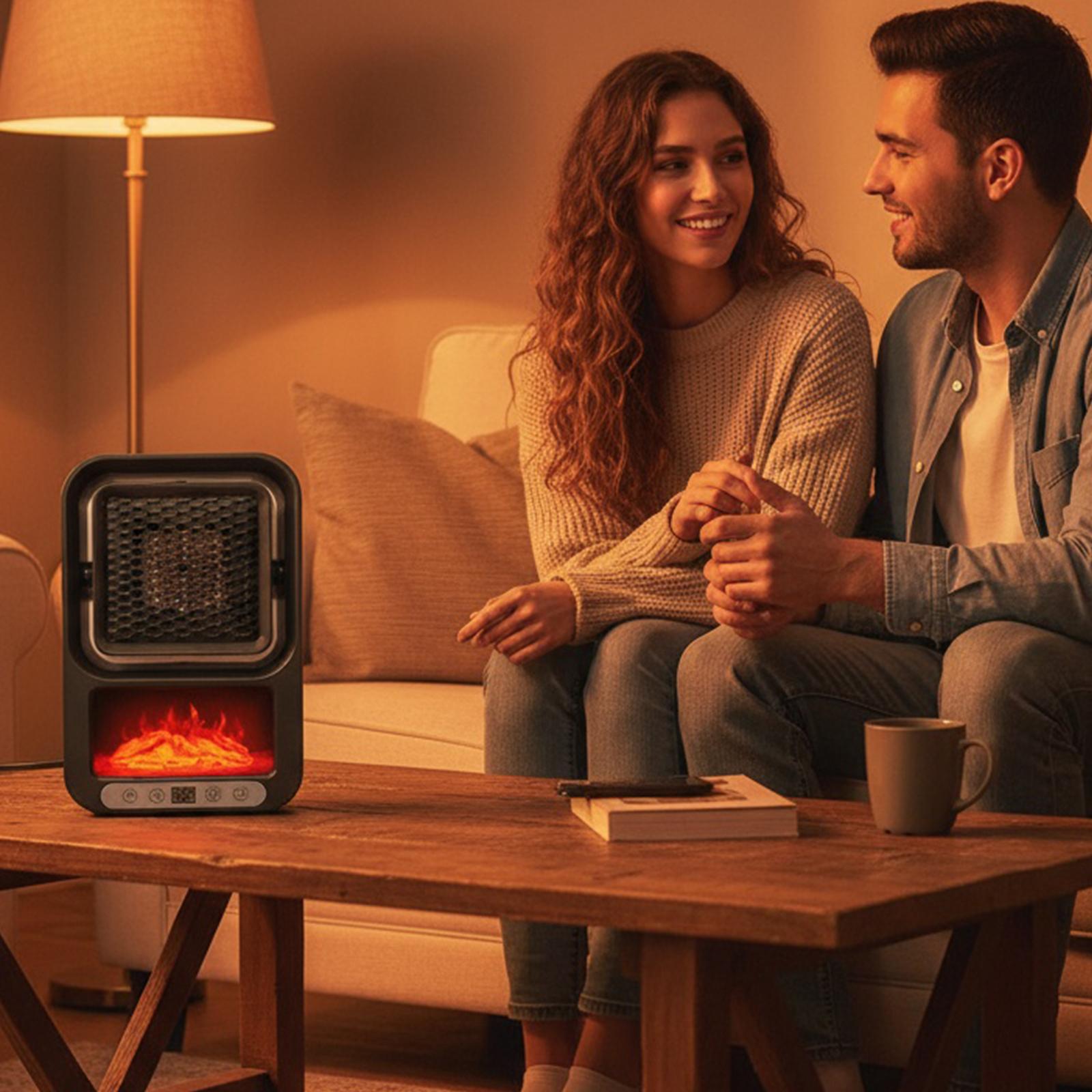

Space Heating Stove with Remote Control Portable Smart Air Heater Realistic 3D Flame Desktop Heated Machine For Winter Room Desk China Mainland