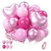 12inch 50pcs Blue, Pink, Green Latex Balloon Set with Confetti, Suitable for Weddings, Birthdays, Popular Parties,bridal Showers
