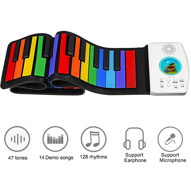 Buy Portable Foldable Colorful Soft Keyboard Electronic Piano Rainbow