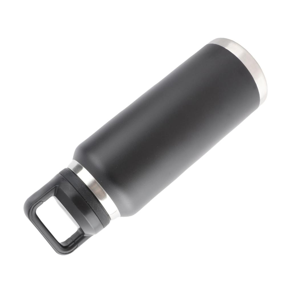 Sport Wasserflasche Edelstahl PP Tragbar Auslaufsicher Sportkessel für Outdoor Camping Fitnessstudio Reisen Büro Schwarz