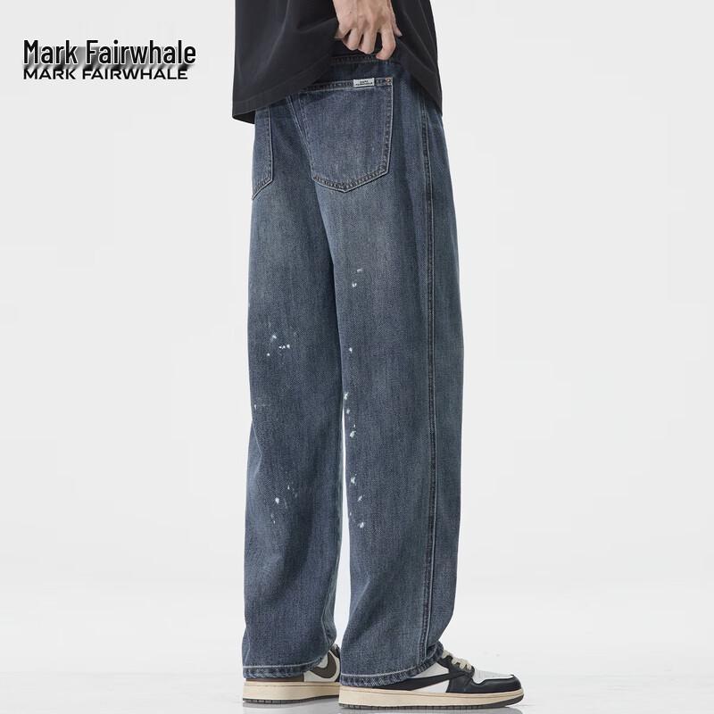 Mark Fairwhale Men's American Style Splatter Paint Loose Fit Jeans