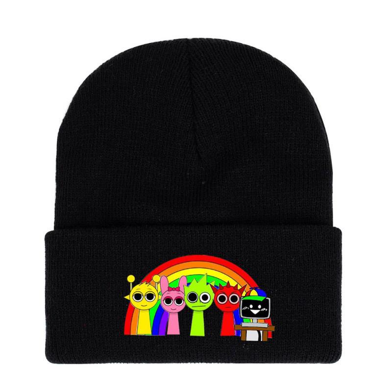 Sprunki Fashion Knitted Hat Solid Color Print Cute Pattern Unisex Design