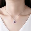 Buyee 925er Sterlingsilber Amethyst Stein Anhänger Kette Lila Edelstein Halskette für Damen Mode Klassisch Feiner Schmuck Kette