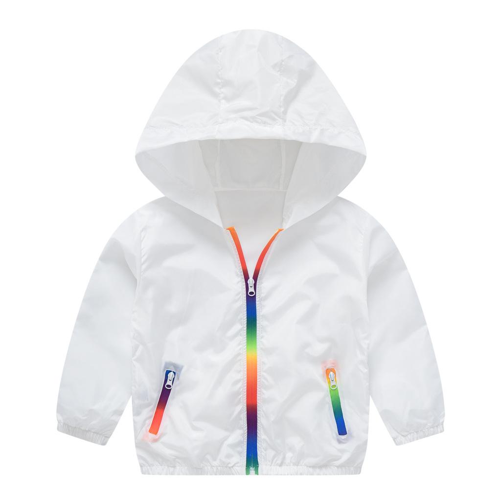 Children's Children's Sunscreen Jacket Boys and Girls Skin Coat Rainbow Hooded Sunscreen Clothing Air Conditioning Shirt