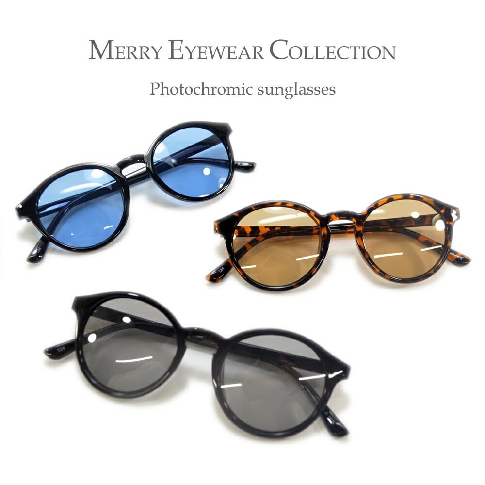Polarized Photochromic UV Tinted DEMI X [MERRY PLEASURE] Sunglasses, Ultra-lightweight, Protection, Men's & Women's, Round/Boston Style, Lenses,