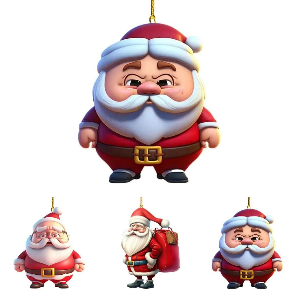 Christmas Themed Santa Claus Pattern Acrylic Pendant For Holiday Decoration