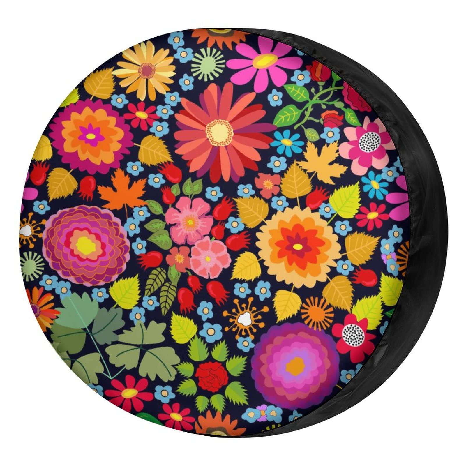 Dererain Spare Tire Cover Colorful Autumn Flower Wheel Cover Waterproof 18  for tire diameter 32 -34