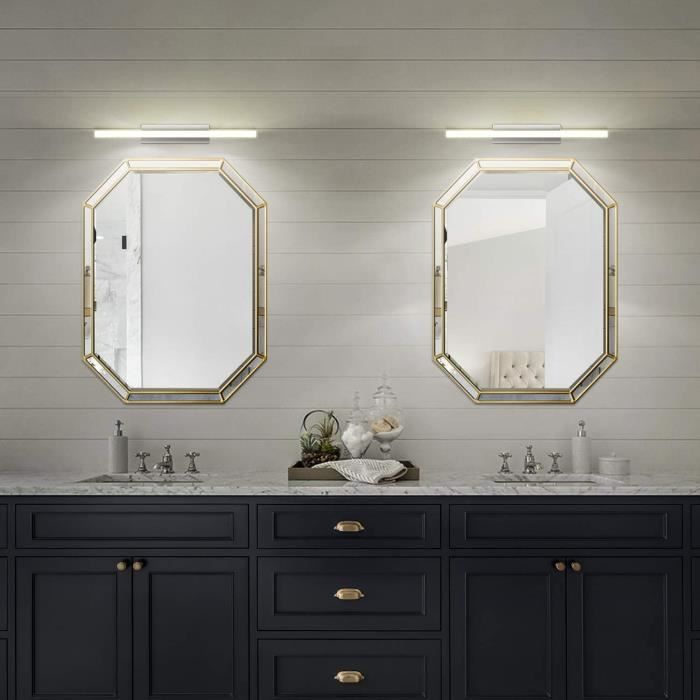 Lampe miroir led - yafido - 9w - blanc neutre 4000k - acier inoxydable - salle de bain