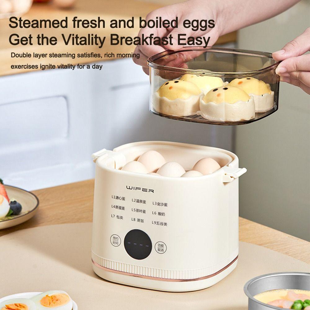 2-Layer Egg Boiler 24-Hour Timing Breakfast Machine Portable Egg Steamer