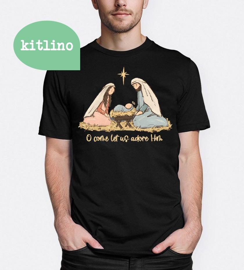 O Come Let Us Adore Him Christmas Christian Unisex T-Shirt XXXL