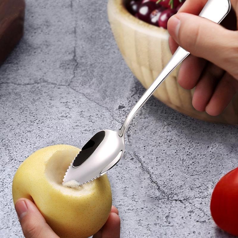 2 PCS Stainless Steel Grapefruit Spoon Ice Cream Dessert Spoon Serrated China Mainland