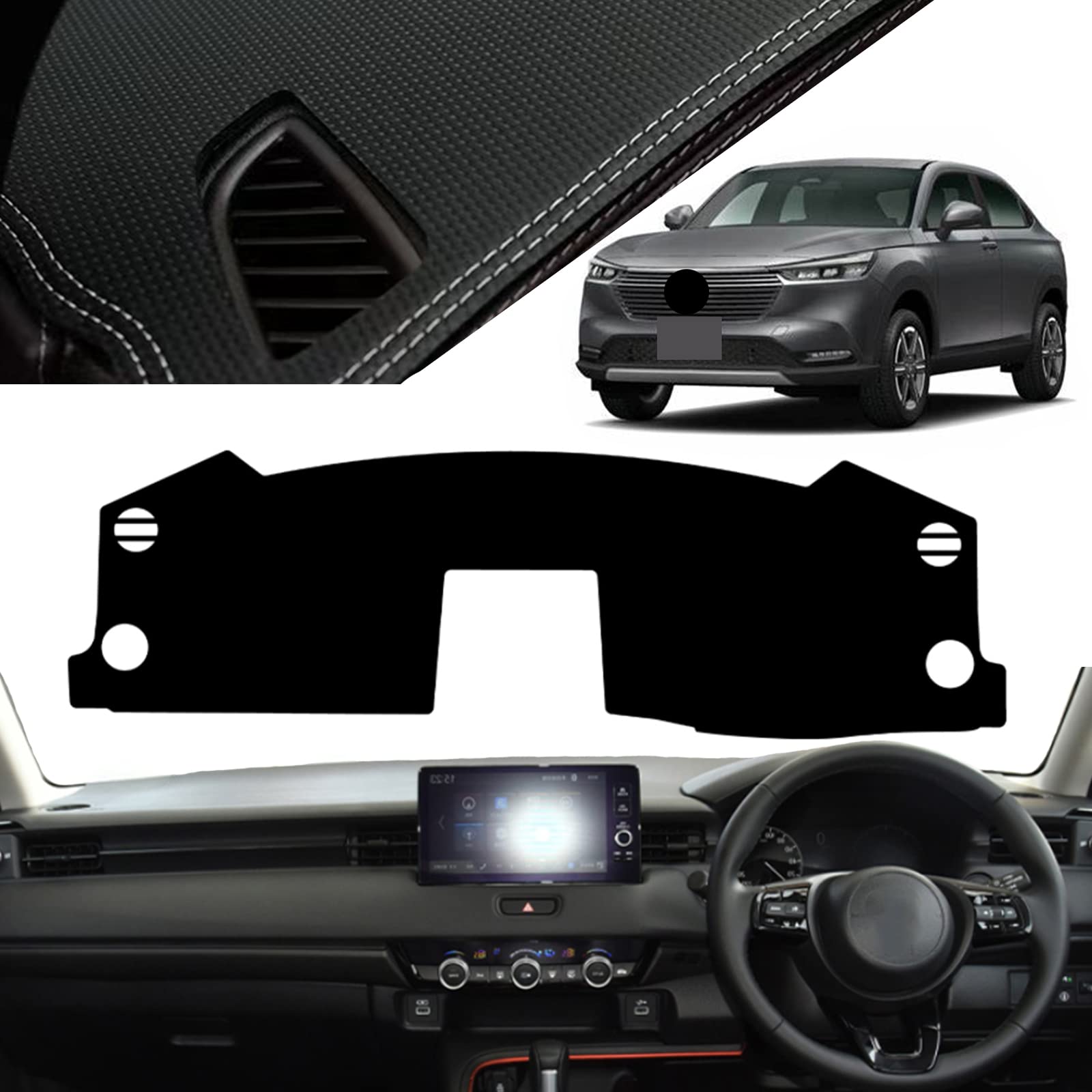

YIOUYI Dashboard Mat 1337940946-65291586 (For Honda VEZEL RV3/RV4/RV5/RV6, RHD, Leather × Silicone, Black/White)