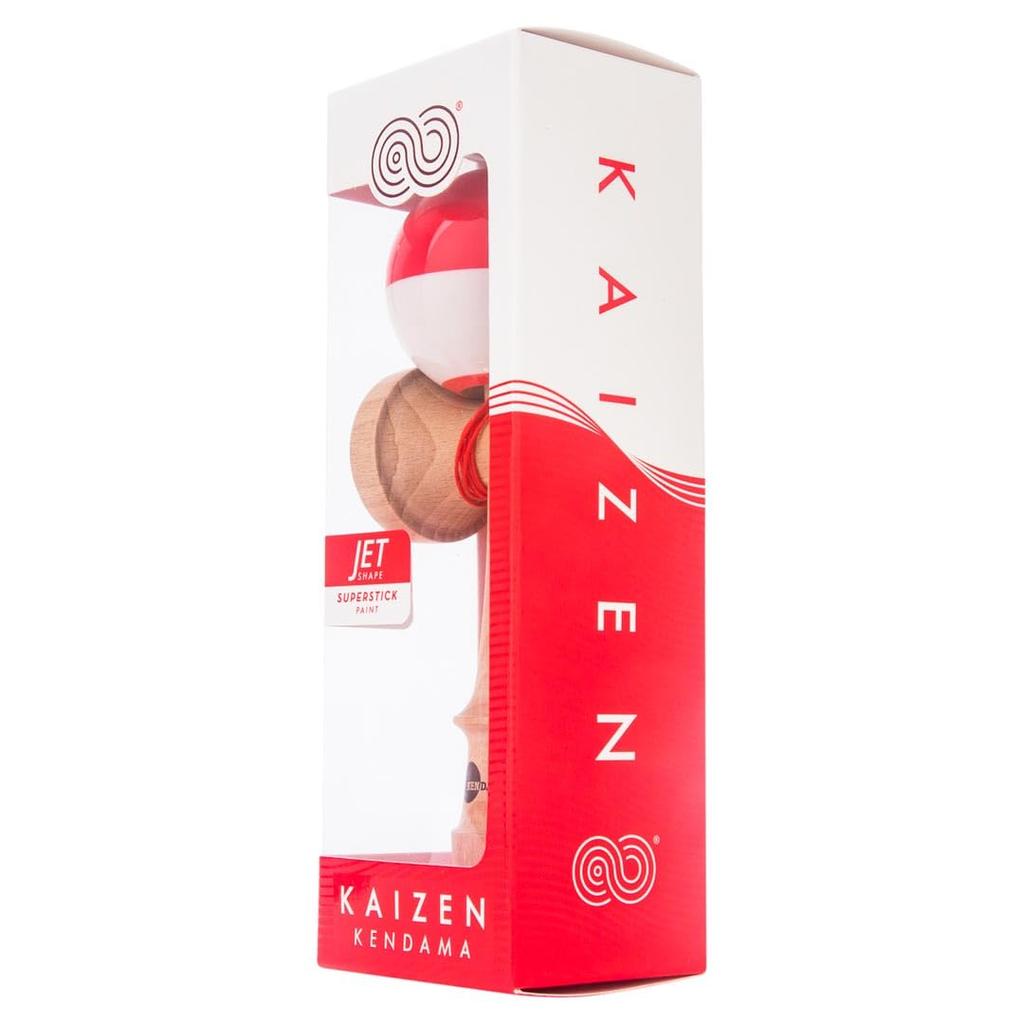 KENDAMA USA Kaizen Kendama Jet Shape Half Split Improved Kendama Half Split JET Shape and (Red White)
