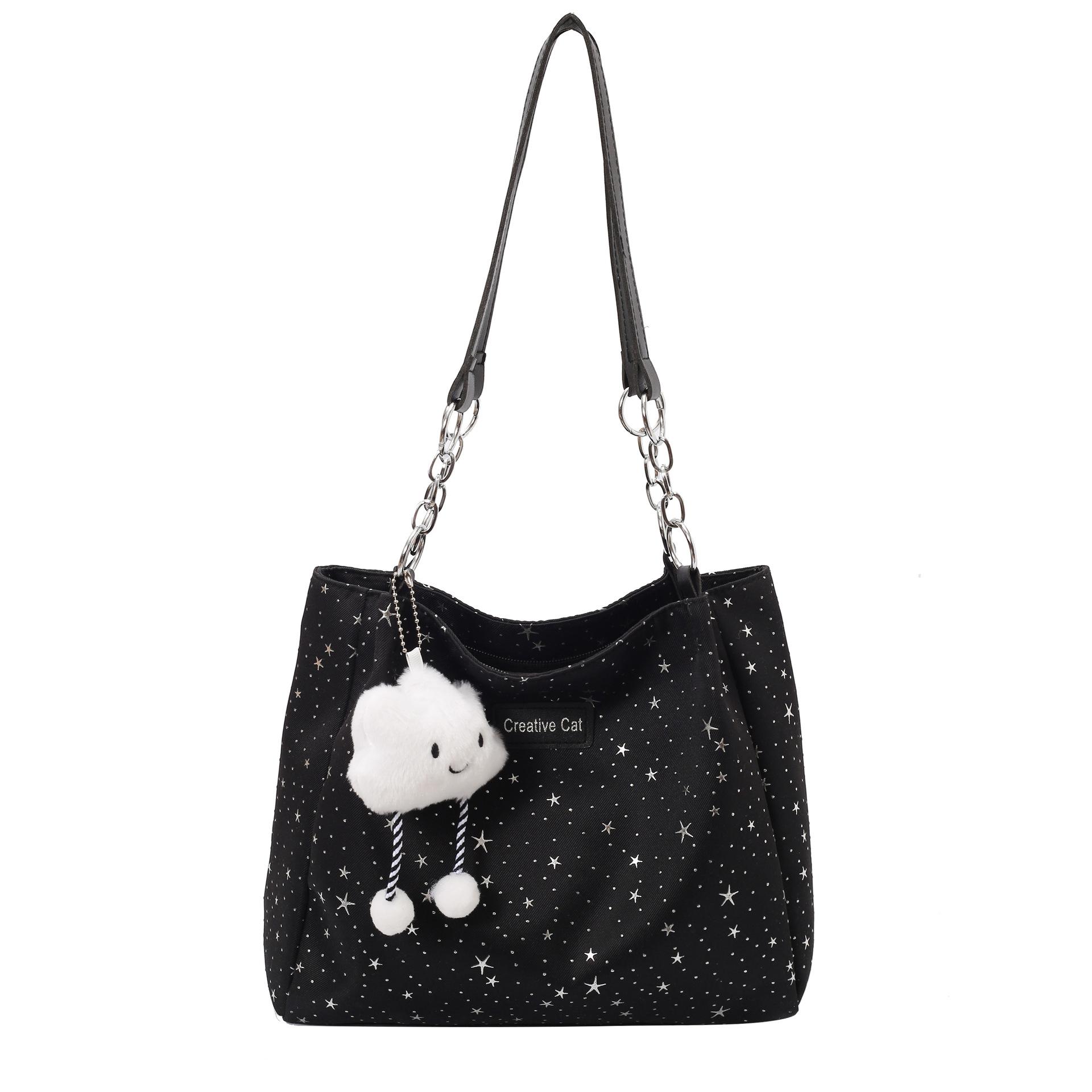 

Large capacity tote bag spring and autumn new versatile commuter shoulder underarm bag texture handbag No pendant model чёрный