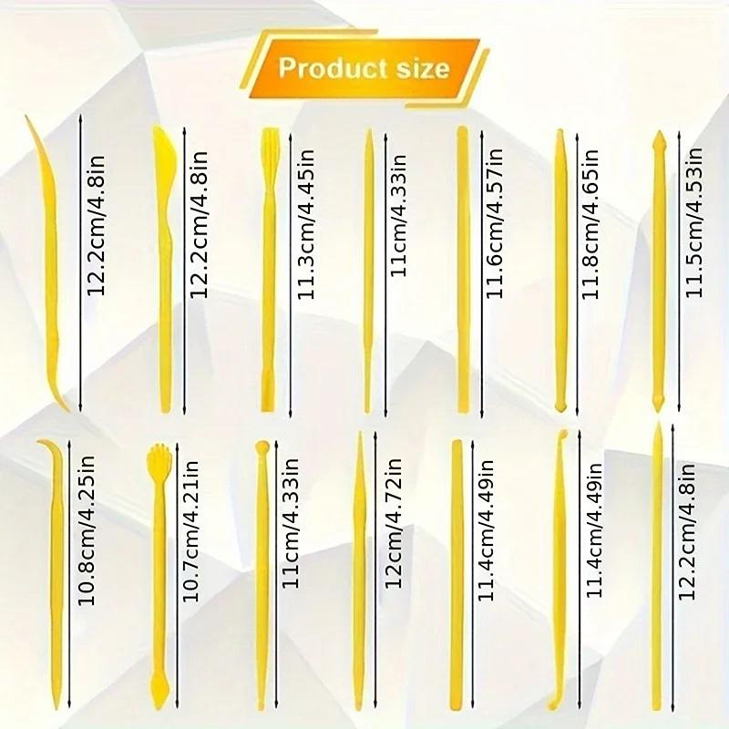 14Pcs Pottery Tool Plastic Clay Sculpting Tools Set Polymer Carving Knife Kit For Pottery Modeling Embossing Styling DIY Art