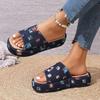 New one-word drag pattern versatile thick bottom heightening outer wear casual seaside vacation cool slippers women's tide