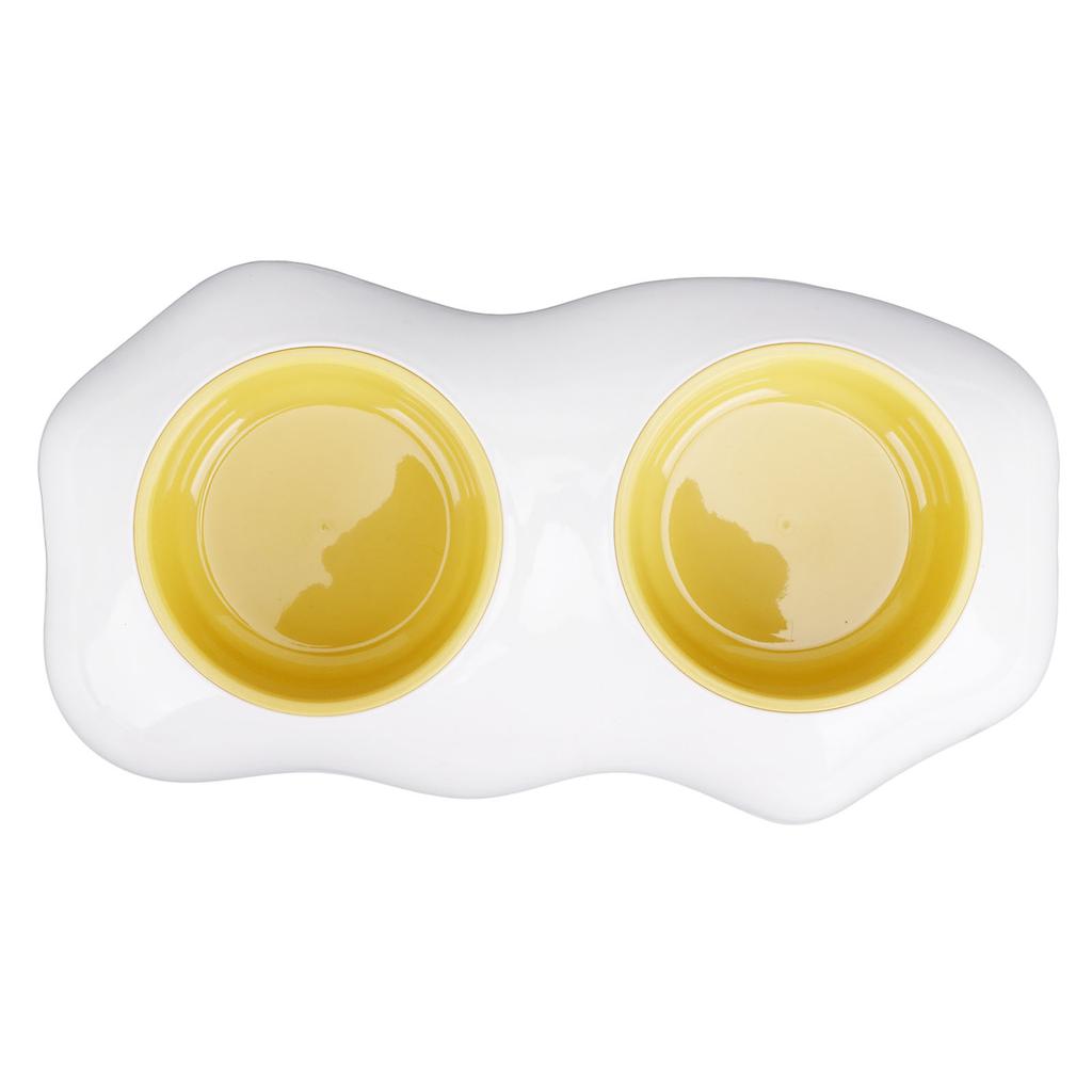 Haustiernapf Auslaufsicher PP Katzennapf Trinkwasser Fütterung Hundenapf für Hund Katze Eigelb Doppelnapf