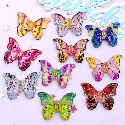 10pcs Shiny Colorful Beautiful Butterfly Figurine Flatback Rhinestone 1 Hole Bead DIY Wedding Decor Scrapbook Jewelry Crafts