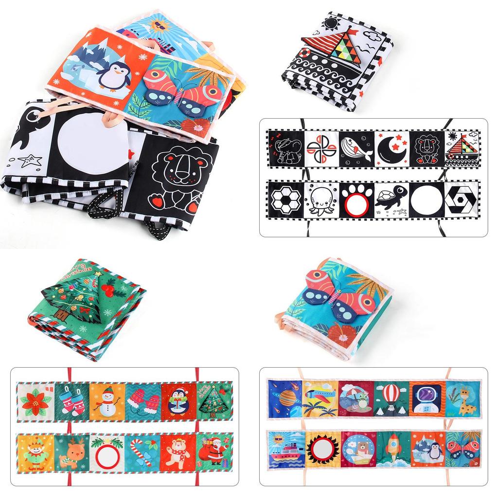 Baby Unisex Cloth Book Educational Cognitive Shape Animal Bedside Crib Hanging