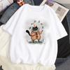 Cat Mushroom Halloween top women streetwear t shirt girl comic clothing