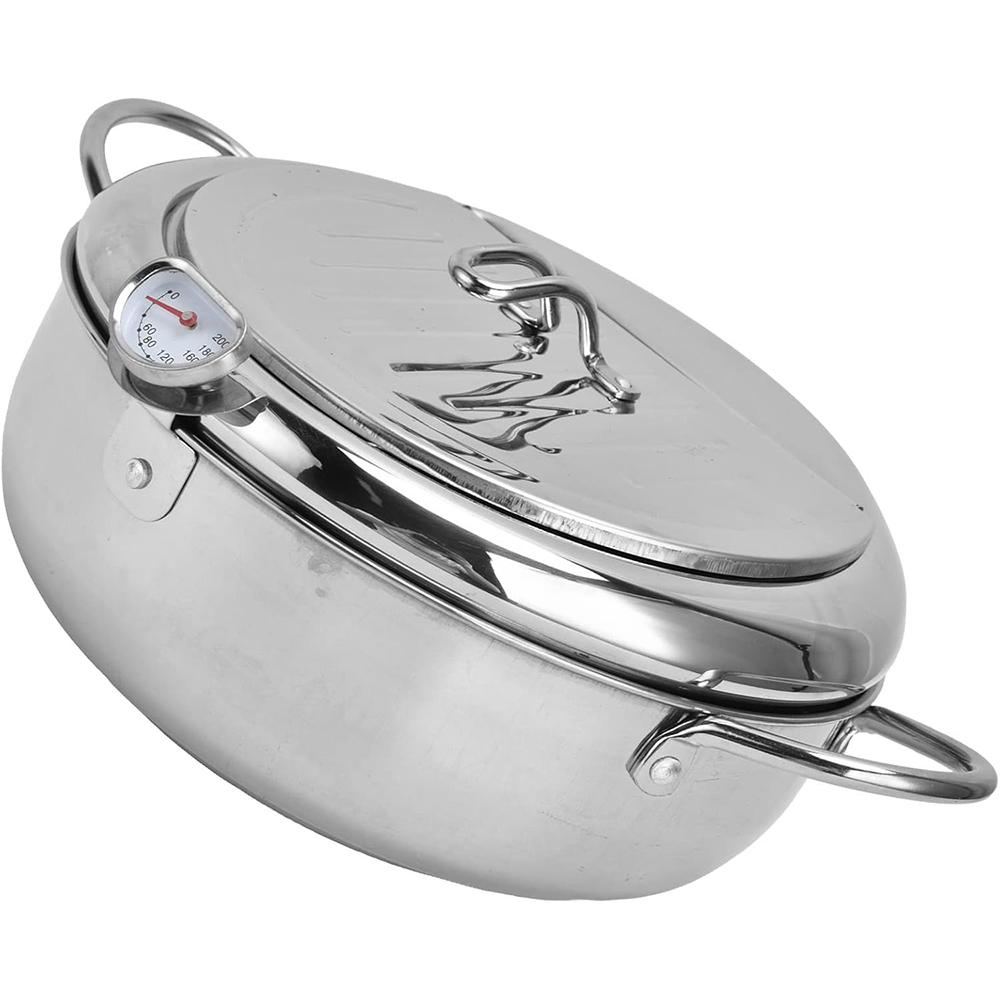304 Stainless Steel Deep Frying Pot 3.4L Capacity 33x24.8x15CM Kitchen Cooking Fryer Pot