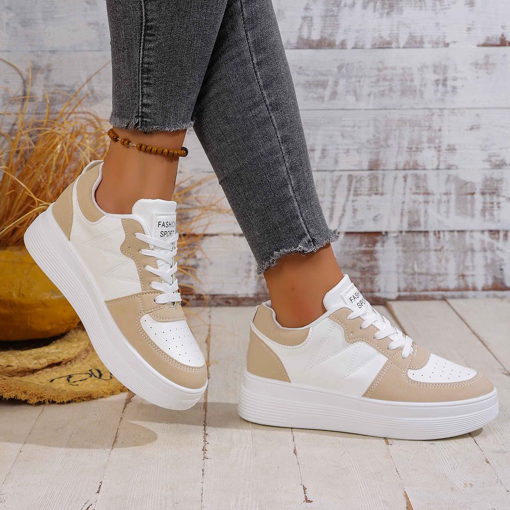 Fashion 2025 Women Sneakers Casual Low Top PU Leather Sneakers Women Korean Version Shoes Thick Bottom Heightening Sports Shoes Women